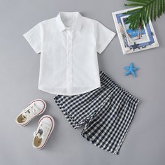Рубашка и шорты в клетку для мальчиков Shein