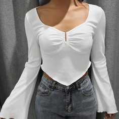 Асимметричный Одноцветный Повседневный Футболки Shein