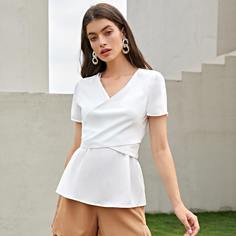 Топ с запахом и узором сзади Shein