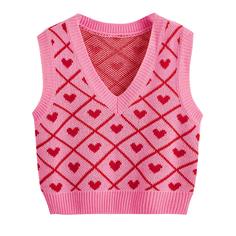 Вязаный жилет с узором сердечка и аргайл Shein