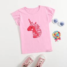 С карикатурой Повседневный Футболки для девочек Shein