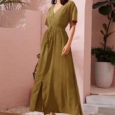 узел Одноцветный Бохо Платье Shein