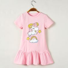 Платье с принтом единорога для девочек Shein