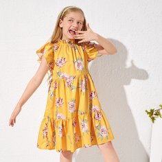 Платье с цветочным принтом для девочек Shein