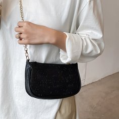 На цепочке с жемчугом Мультяшный принт Модный Сумка через плечо Shein