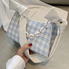 Сумка-сэтчел в клетку с узлом Shein