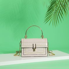 Сумка-сэтчел на цепочке с вышивкой и крокодиловым тиснением Shein