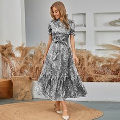 Платье с принтом пейсли и поясом Shein