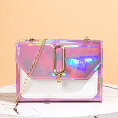 Голографическая сумка на цепочке с искусственным жемчугом Shein