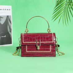 Сумка-сэтчел на цепочке с вышивкой и крокодиловым тиснением Shein