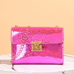 Сумка на цепочке из лакированной кожи с леопардовым принтом Shein