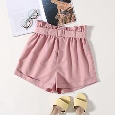 Пояс Одноцветный Повседневный Шорты Shein