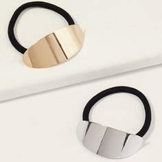 Резинки для волос с металлическим декором 2шт Shein