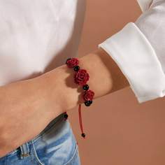 Плетеный браслет с декором розы 1шт Shein