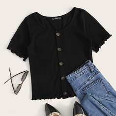 Стильная футболка с пуговицами Shein