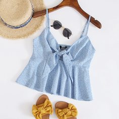 Топ с принтом и узлом Shein