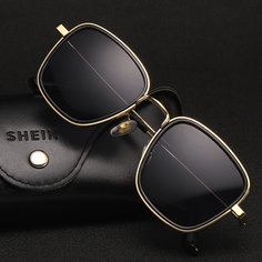 Мужские солнечные очки в металлической оправе Shein