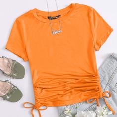 Неоновый оранжевый топ на кулиске Shein