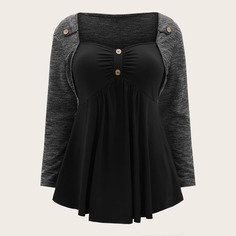 Платье размера плюс с пуговицами Shein