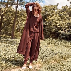 3шт майка, спортивные брюки на кулиске и пальто Shein