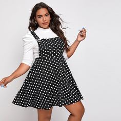Платье-сарафан размера плюс в горошек Shein