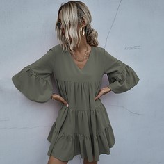 Однотонное платье с оригинальным рукавом Shein