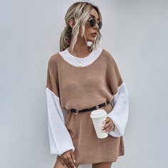 Контрастное платье без пояса Shein