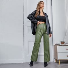 Брюки палаццо из искусственной кожи Shein