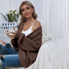 Одноцветный Повседневный Кардиганы Shein