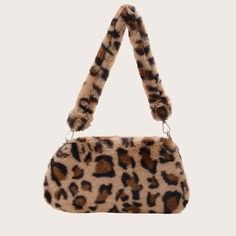 Плюшевая сумка на плечо с леопардовым узором Shein