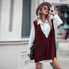 Трикотажный жилет с разрезом Shein