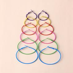 Акриловые серьги-кольца 6 пар Shein