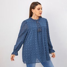 Блузка размера плюс с воротником-бантом в горошек Shein