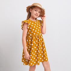 Платье с рукавом бабочки в горошек для девочек Shein