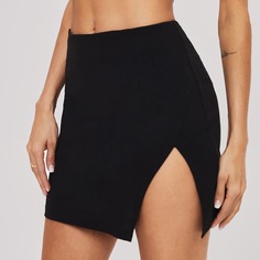 на молнии Одноцветный Сексуальный Юбки Shein