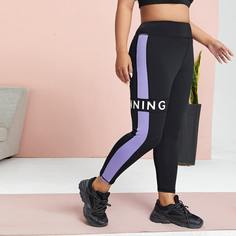 Спортивные колготки с крупными буквами и узором Shein