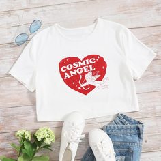 буква Повседневный Футболки Shein