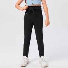 Пугавица Одноцветный Повседневный Брюки для девочек Shein