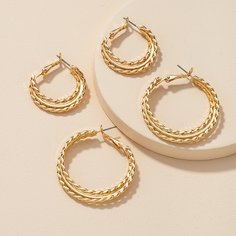 Плетеные серьги-кольца 2 пары Shein