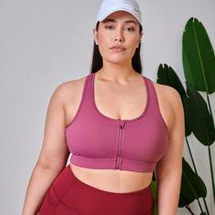 на молнии Одноцветный Спортивные бюстгальтеры размера плюс Shein