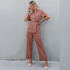 Блейзер с поясом в полоску и брюки Shein