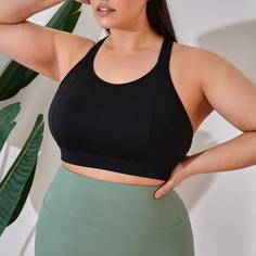 крест на крест Одноцветный Спортивные бюстгальтеры размера плюс Shein