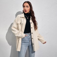 Однобортное пальто с карманом Shein