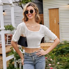 Одноцветный Повседневный Трикотажные топы Shein