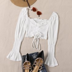 узел Одноцветный Бохо Блузы Shein