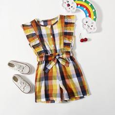 Комбинезон в клетку с поясом для девочек Shein
