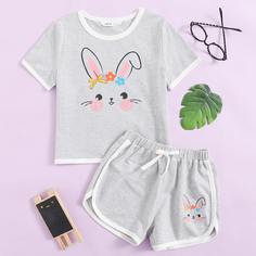 узел Полосатый милый Домашняя одежда для девочек Shein