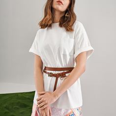 Футболка из 100% хлопка без пояса Shein