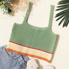 Контрастный трикотажный топ в полоску Shein