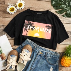 буква Повседневный Футболки Shein